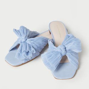 NWT Loeffler Randall Daphne Blue Bow Slide